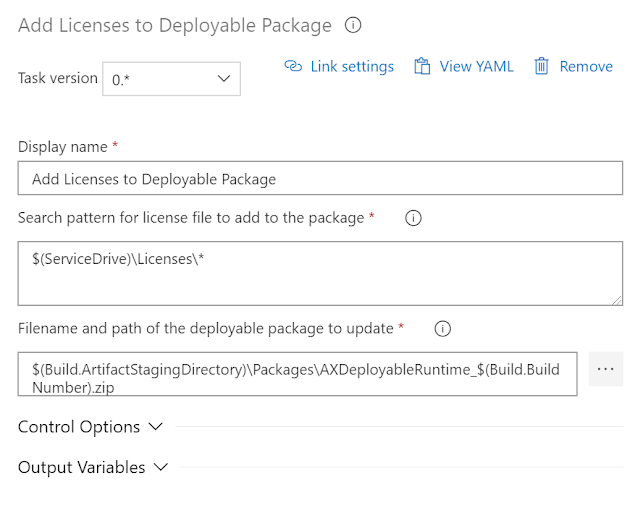 Add Licenses to Deployable Package - Parameters