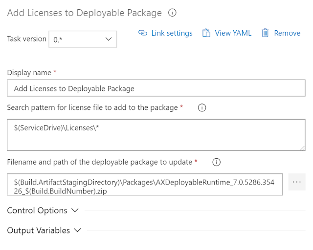 Add Licenses to Deployable Package - Parameters