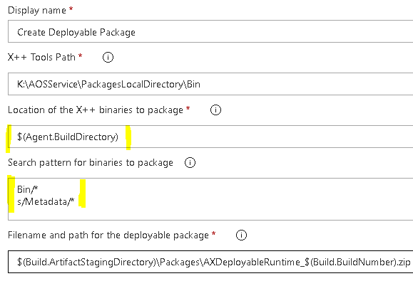 Create Deployable Package - Updated Parameters