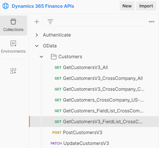 GetCustomersV3 in the Postman Workspace