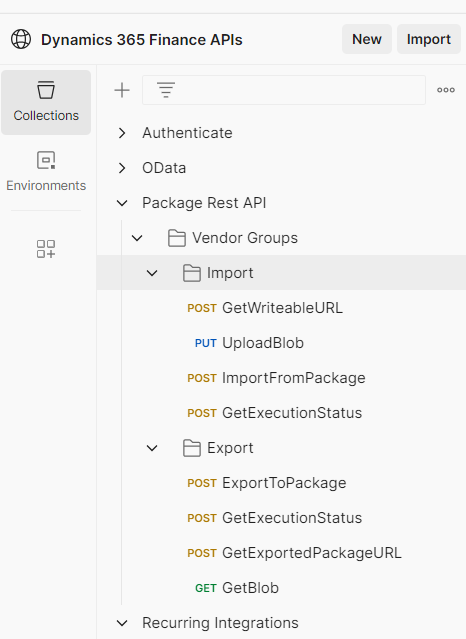 Vendor Groups Import via Package API in Postman