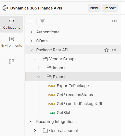 Vendor Groups Export via Package API in Postman