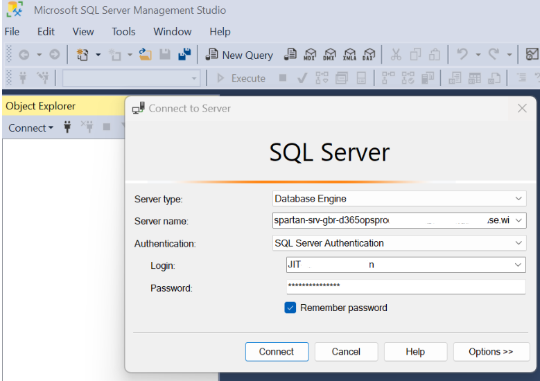 SSMS Connect to server