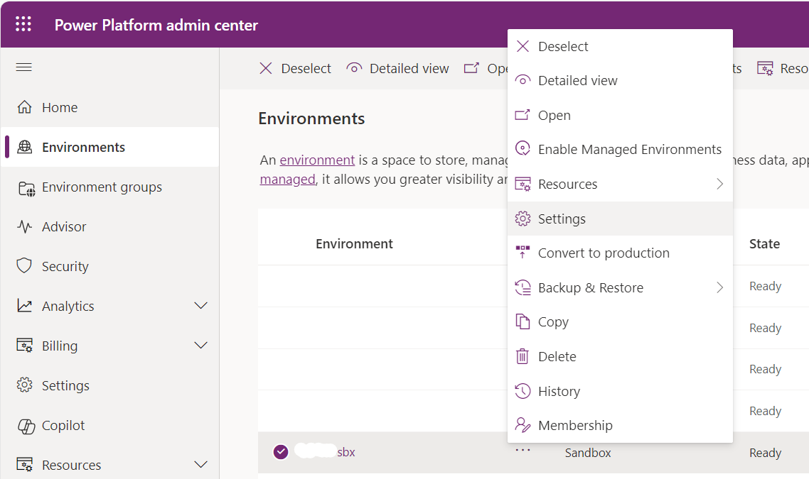 PPAC Environment Settings