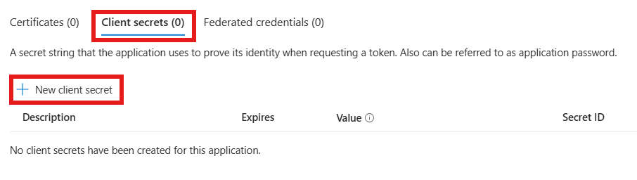 New client secret