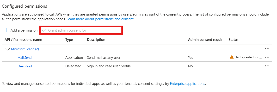 Grant permissions