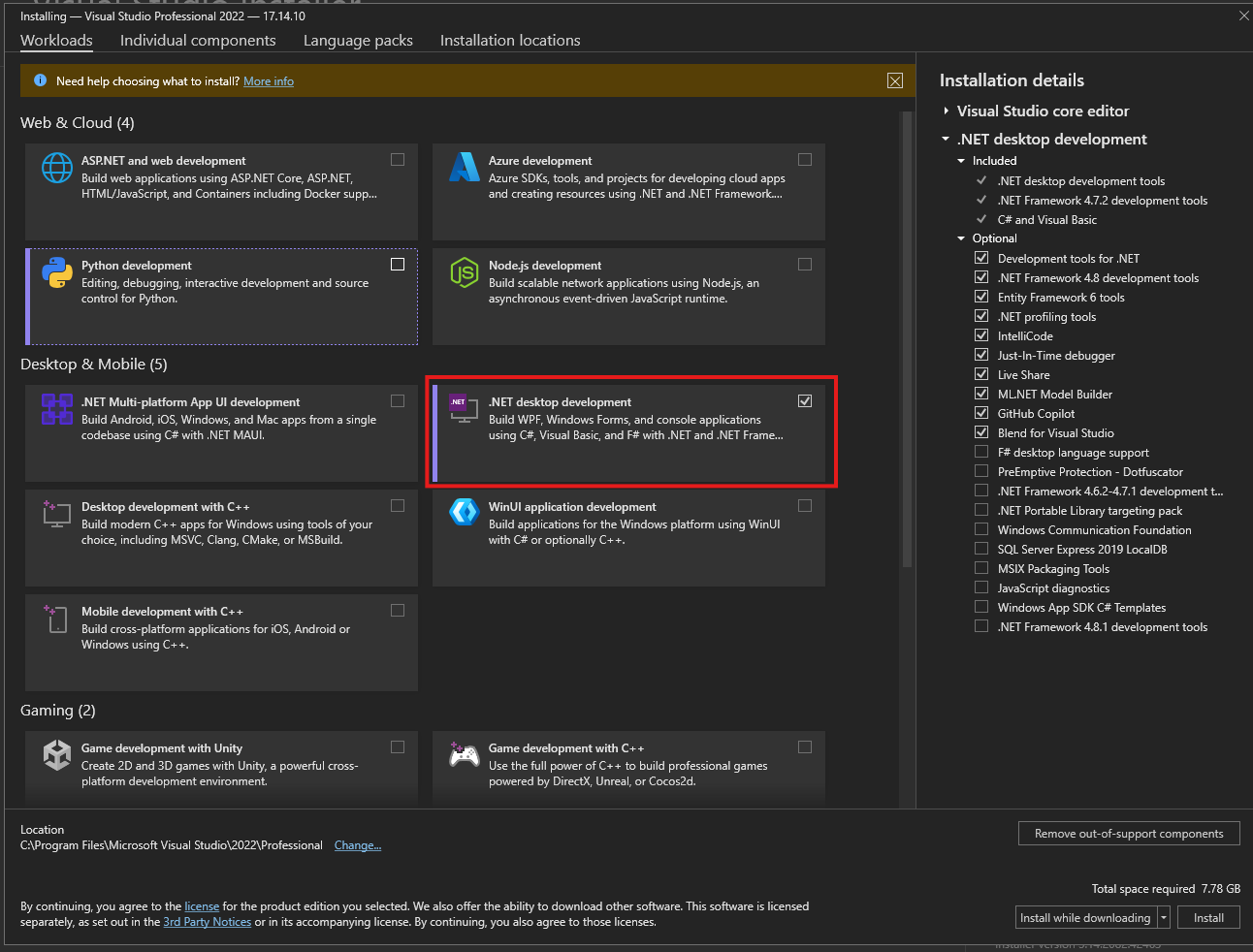 .Net Dev Component Install